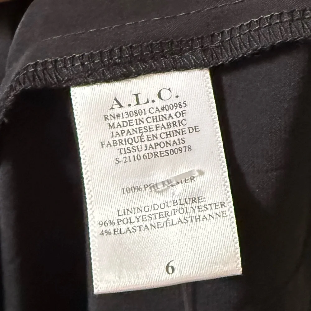 A.L.C. Aries Satin Pleated Maxi Dress Black Sz 6 - Picture 7 of 9